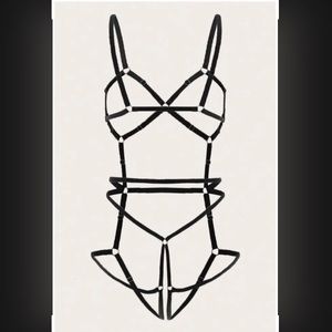Cut Out Harness Teddy Bodysuit